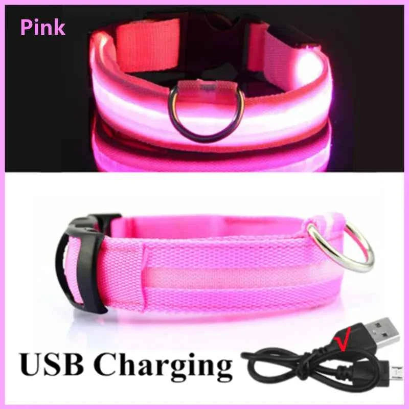 USB Rechargeable LED Dog Collar for Night Safety Visibility