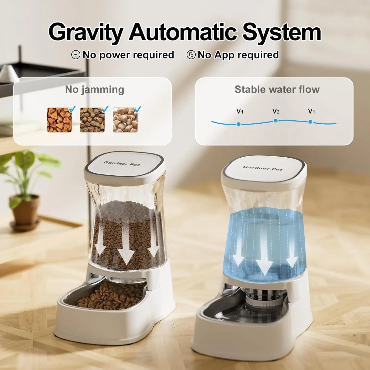 Automatic Pet Feeder Water Dispenser Set with Stainless Bowls