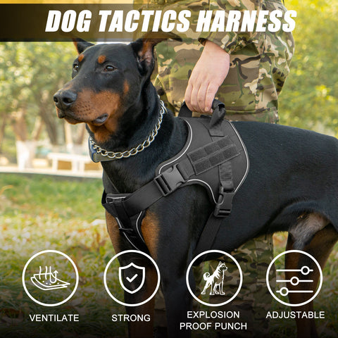 Breathable Tactical Dog Harness with Large Dog Leash