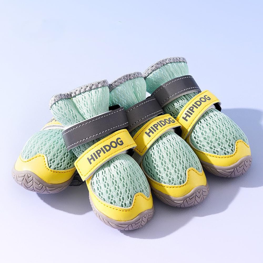 4PCS Reflective Anti-Slip Dog Boots for Outdoor Walking