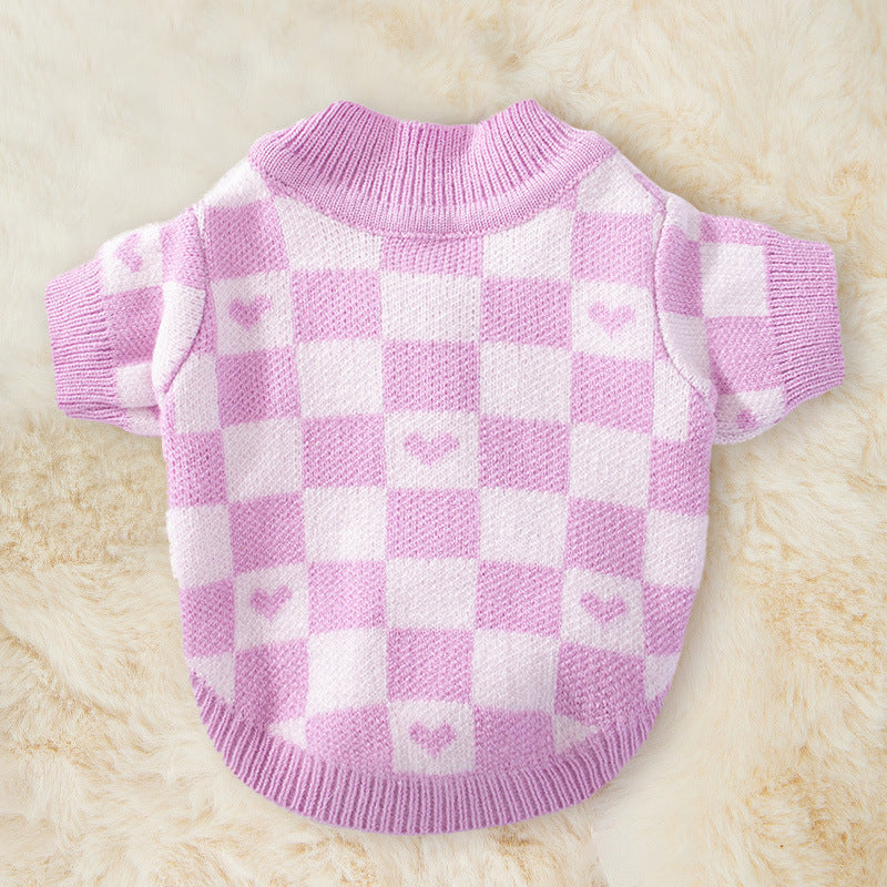Striped Knitted Dog Sweater Cardigan for Warm Comfortable Wear