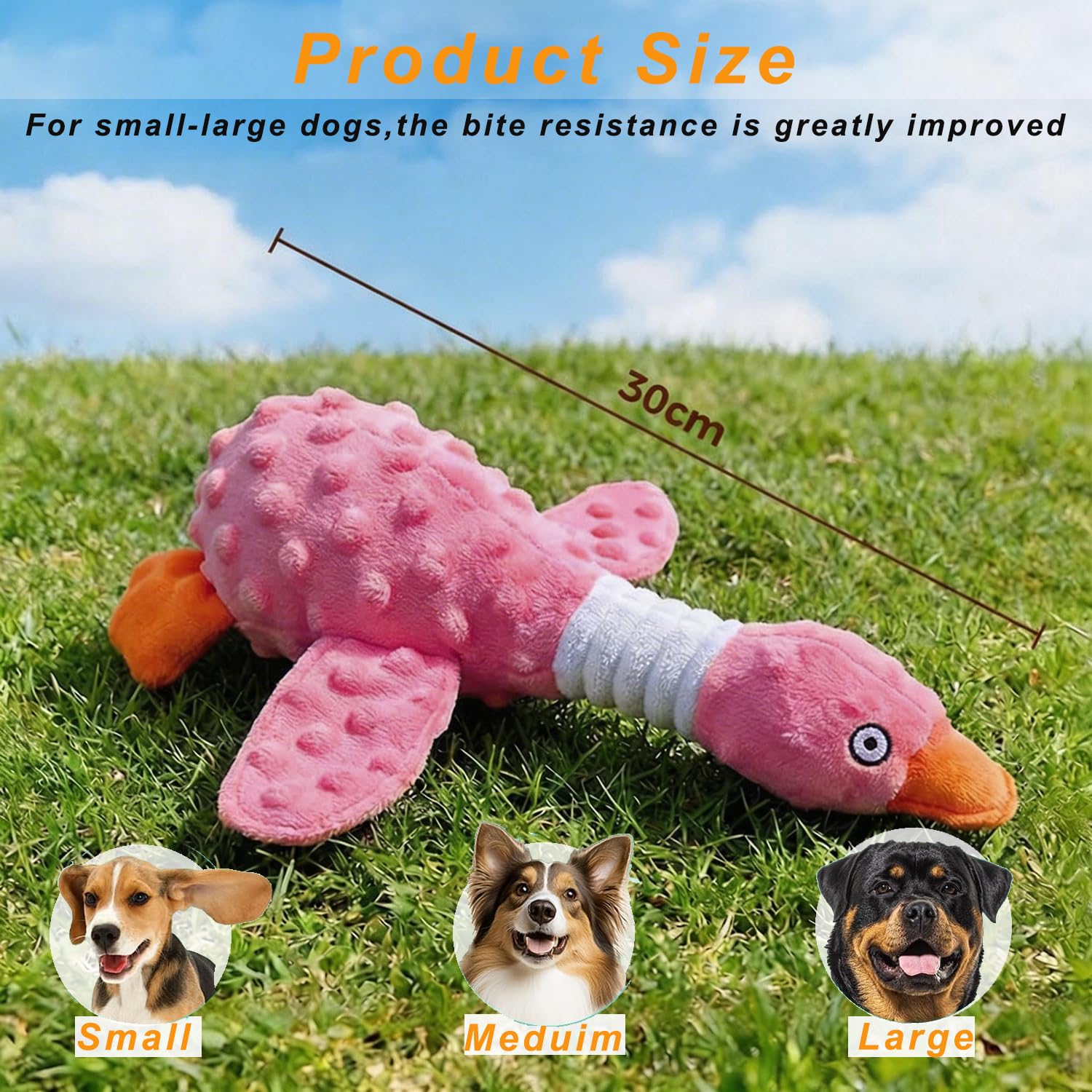 Durable Squeaky Plush Duck Dog Toy for Aggressive Chewers