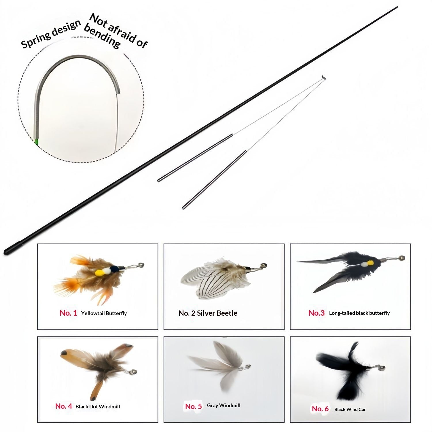 Insect Feather Bell Replacement Head for Cat Toy