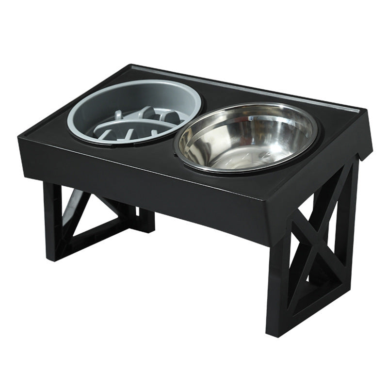 Adjustable Elevated Stainless Steel Slow Feeder Dog Bowl