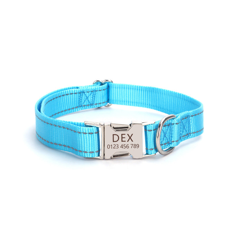 Reflective Nylon Dog Collar Adjustable for Everyday Safety Comfort