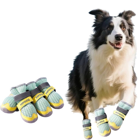 4PCS Reflective Anti-Slip Dog Boots for Outdoor Walking