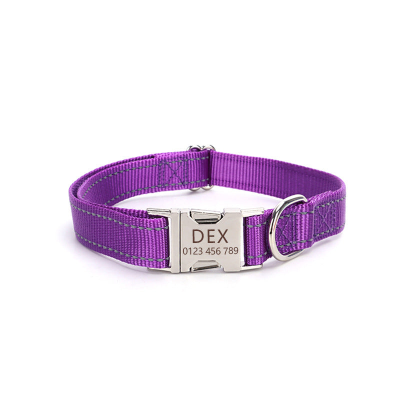 Reflective Nylon Dog Collar Adjustable for Everyday Safety Comfort