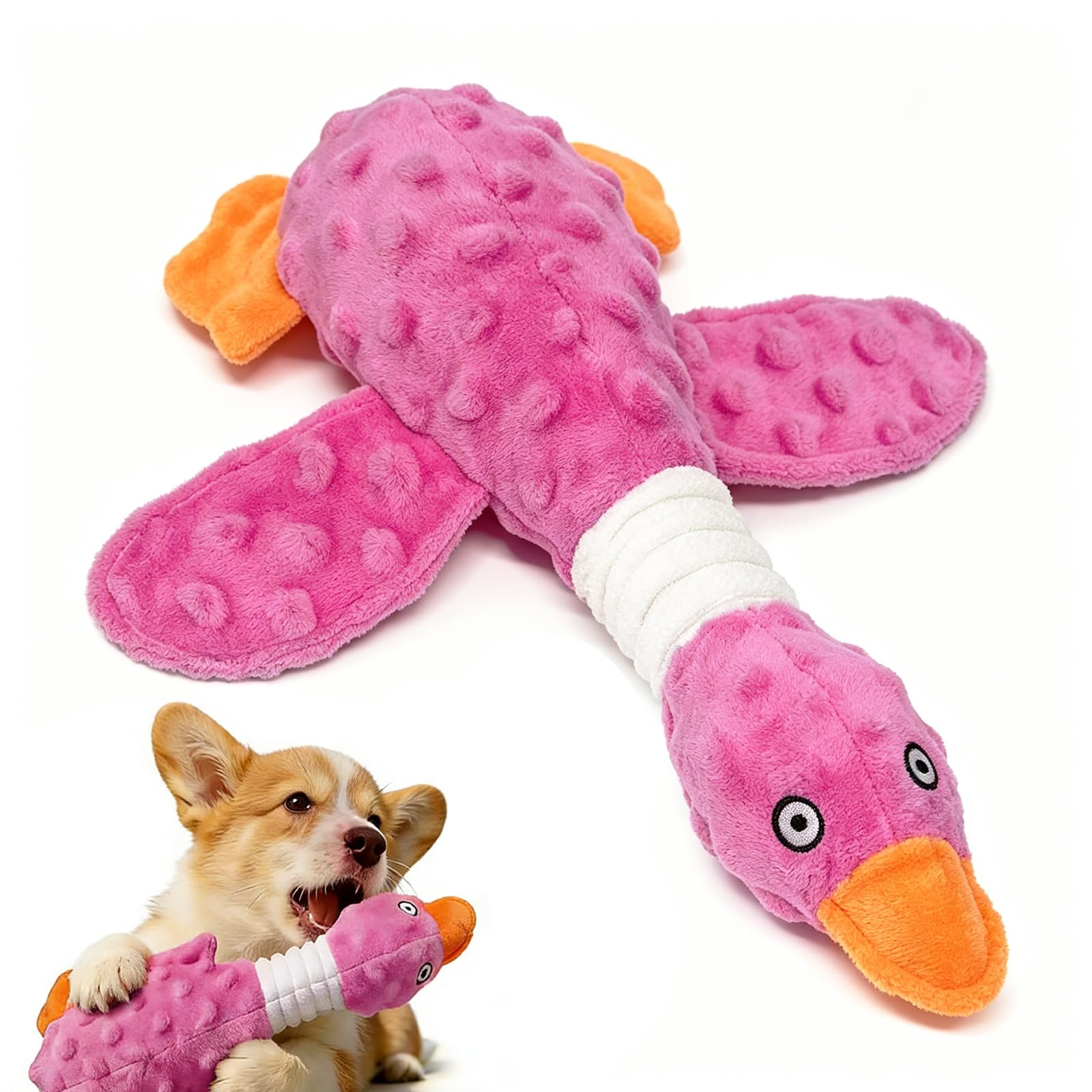 Durable Squeaky Plush Duck Dog Toy for Aggressive Chewers