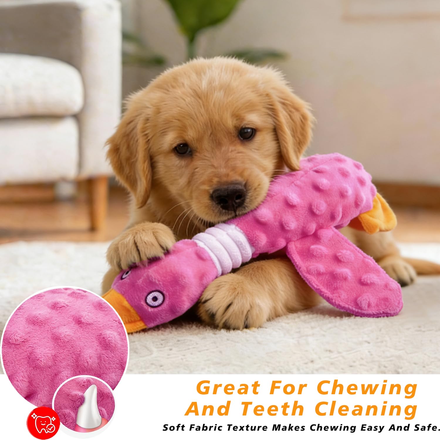 Durable Squeaky Plush Duck Dog Toy for Aggressive Chewers