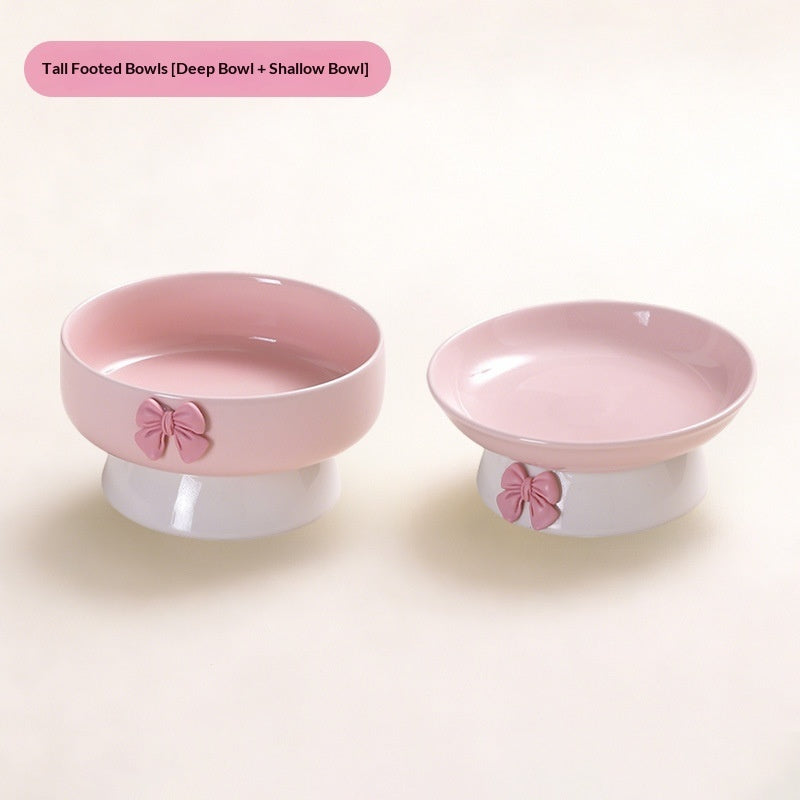 Elevated Ceramic Pet Water Bowl with Raised Stand