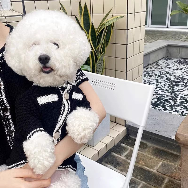 Striped Knitted Dog Sweater Cardigan for Warm Comfortable Wear