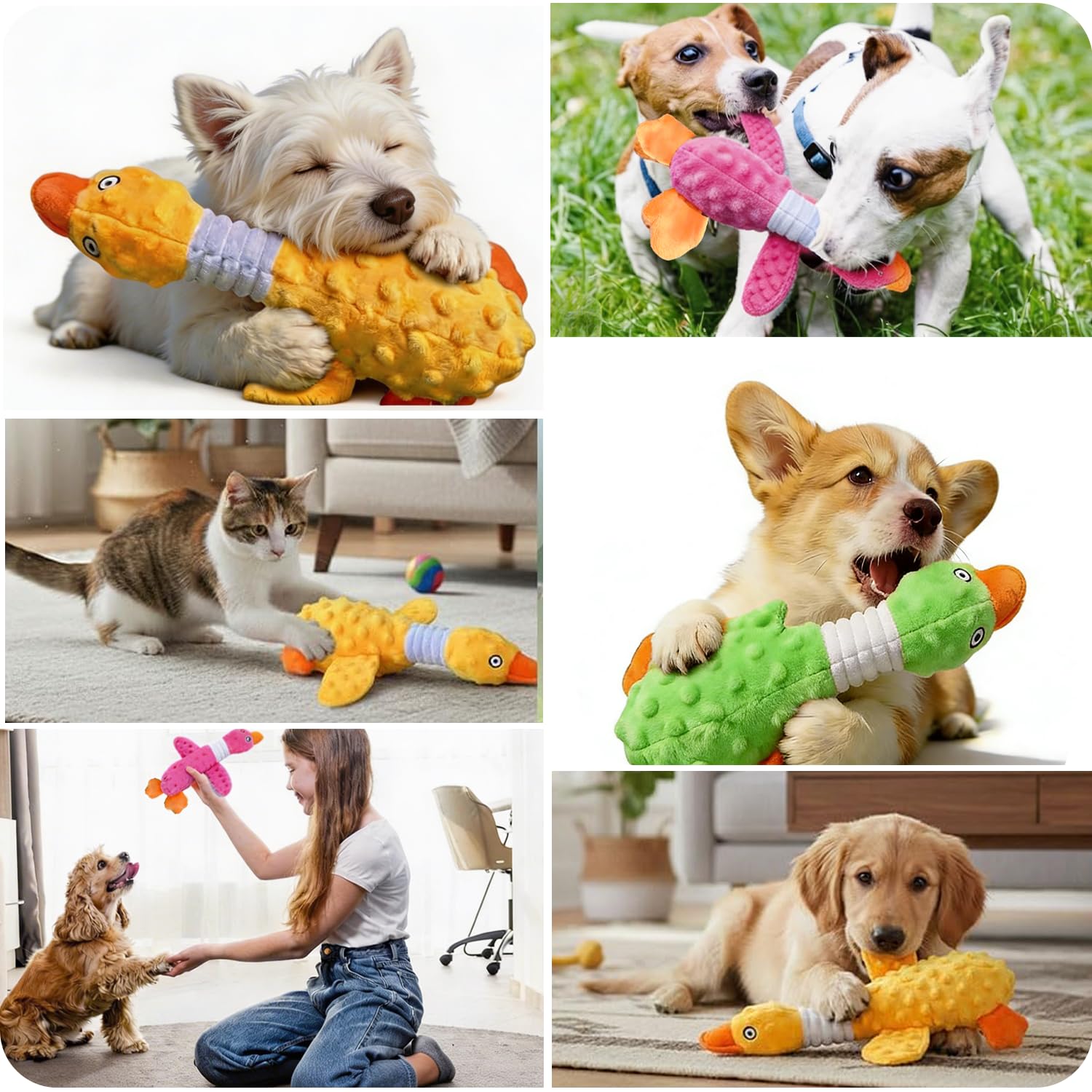 Durable Squeaky Plush Duck Dog Toy for Aggressive Chewers