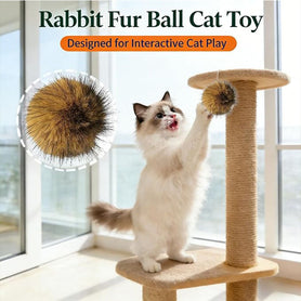 Rabbit Fur Ball Cat Enrichment Interactive Play Toy