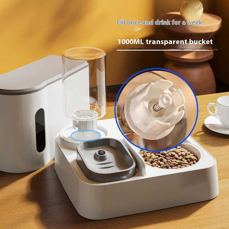 Integrated Automatic Cat Feeder Water Dispenser Double Bowl