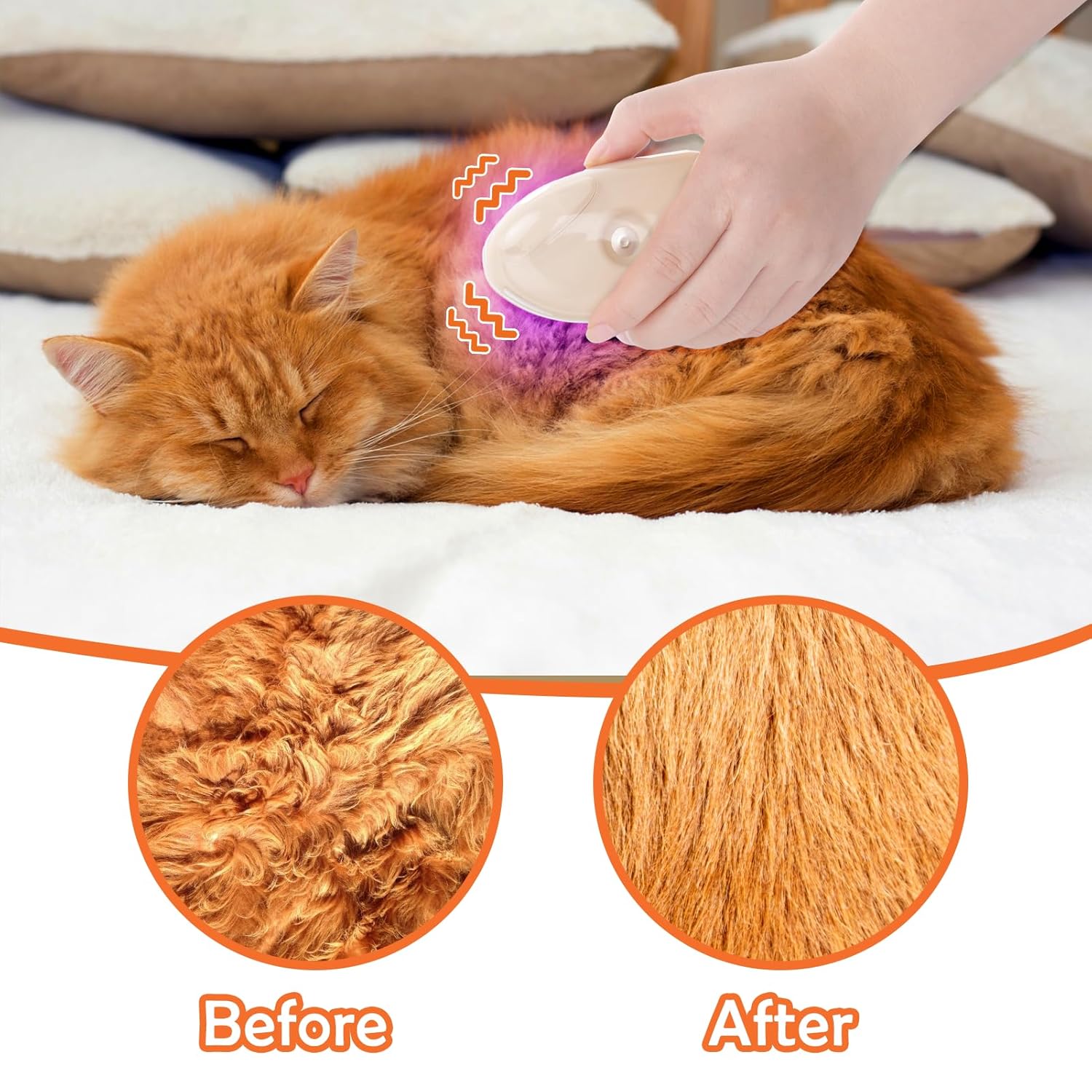 4-in-1 Steam Cat Grooming Brush with Ringworm Detector