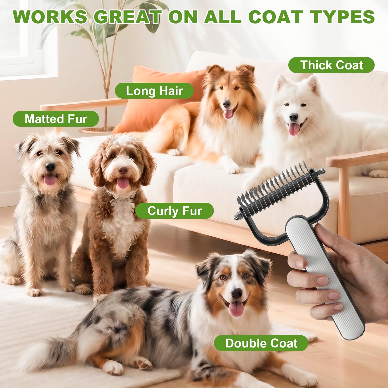 Double-Sided Dematting Comb for Dogs Cats Thick Coats Grooming