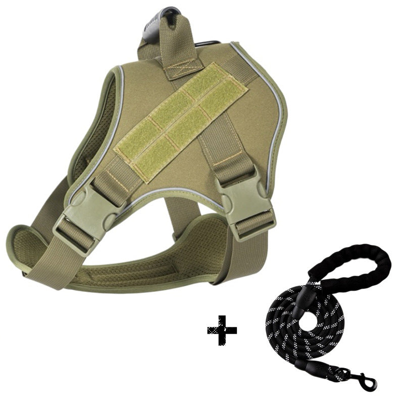 Breathable Tactical Dog Harness with Large Dog Leash