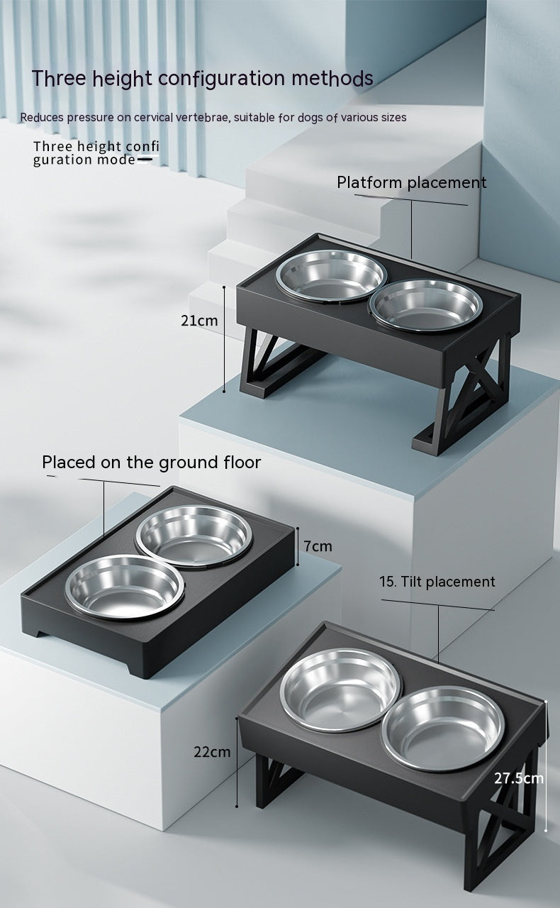 Adjustable Elevated Stainless Steel Slow Feeder Dog Bowl