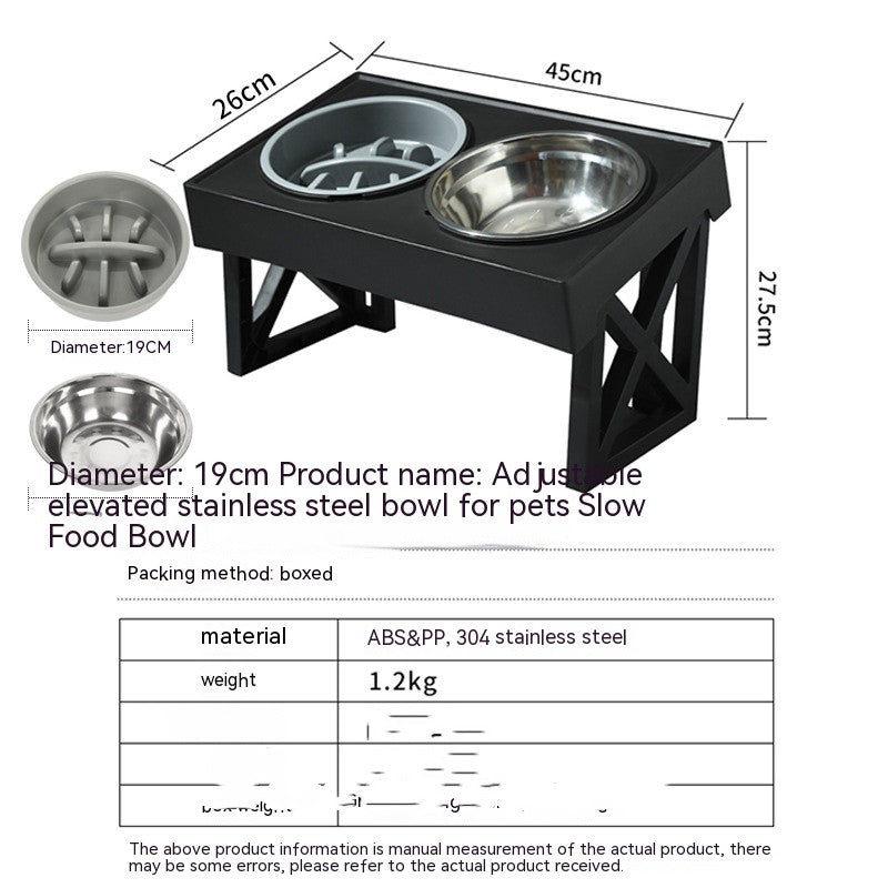 Adjustable Elevated Stainless Steel Slow Feeder Dog Bowl