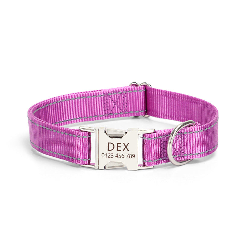 Reflective Nylon Dog Collar Adjustable for Everyday Safety Comfort