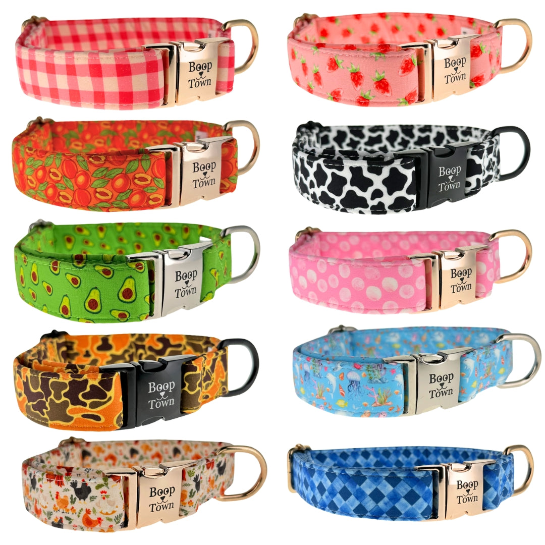 Soft Cotton Dog Collar with Quick Release Metal Buckle
